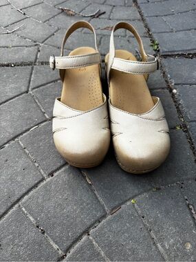 Dansko Beige Leather Mary Jane Sandals